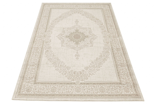 Lśniący Dywan Allora Plus F344A Ceam/Silver Krem Srebrny Kaszmir Ornament