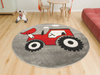 Okrągły Dywan Lima G753A l.grey/l.red Traktor Czerwony Szary