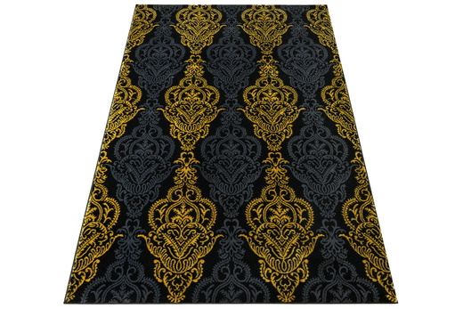 Dywan FESTIVAL 2746A yellow/black Czarny Złoty Ornament