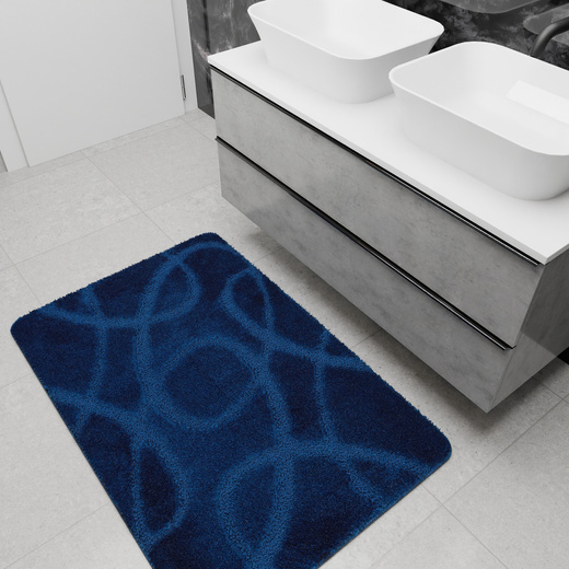 Dywanik Łazienkowy Antypoślizgowy Kobe Navy Granatowy Linie