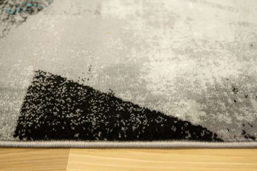 Owalny Dywan Victoria B885A d.grey/blue O Trójkąty Turkus Szary Przecierany