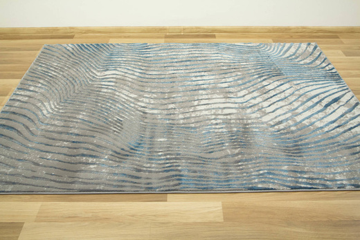 Lśniący Dywan Allora Plus 7804A d.greyHB/blue Szary Ciemny Turkus Fale