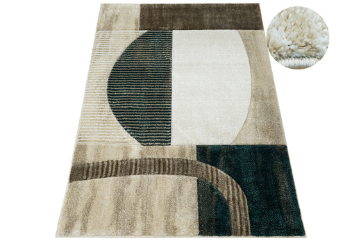 Dywan Kandy N372A l.beige/emeral Butelkowa zieleń Beż Fryz