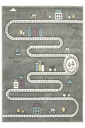 Dywan Dziecięcy Lima C263A l.grey/cream Uliczki Domki Drzewka