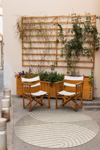 Okrągły Dywan Sznurkowy Patio 5029/178 Nature Beż Brąz Półkola Outdoor