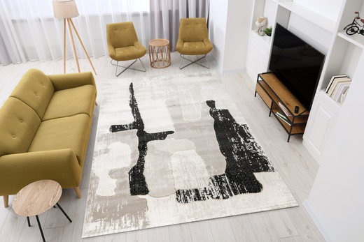 Dywan Kashmir KR204S Vizon/Black Beż Czarny Złoty Tynk