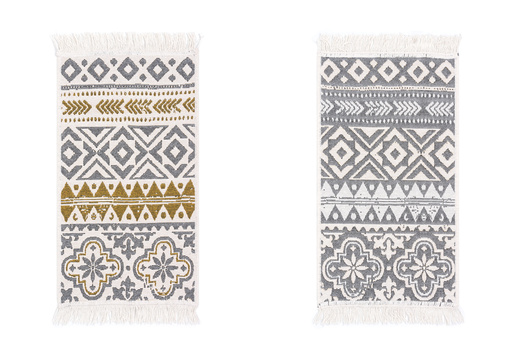 Dwustronny Dywanik Chodniczek Orient 40x70 7 Aztecki Żółty Szary Frędzelki