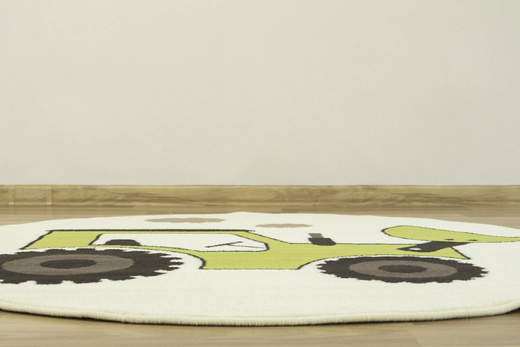 Okrągły Dywan Luna Kids 534457/67935 Krem Limonka Traktor