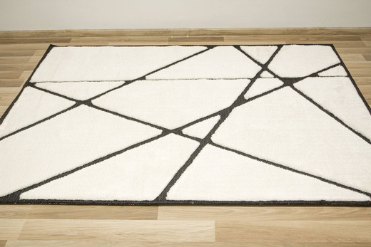 Dywan Shaggy Lula Soft IM85A Black/Bone Trójkąty Krem Czarny