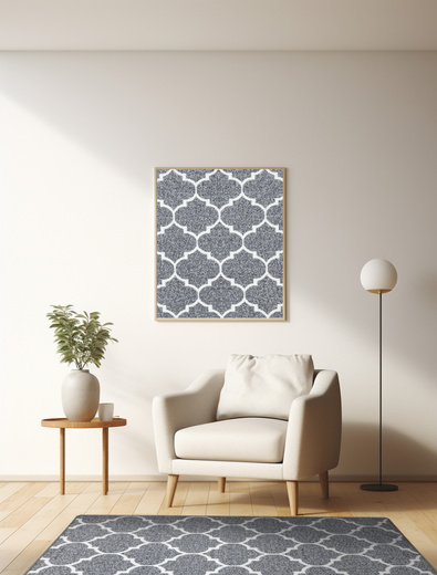 Antypoślizgowy Dywan Jasny Szary Koniczyna Marokańska