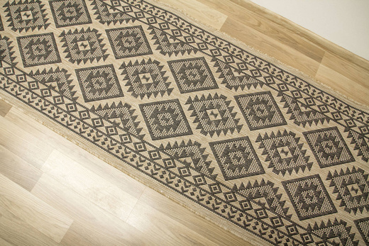 Sznurkowy Chodnik Terra Eco 17 Florence Beż Grafit Romby szerokość 67 cm