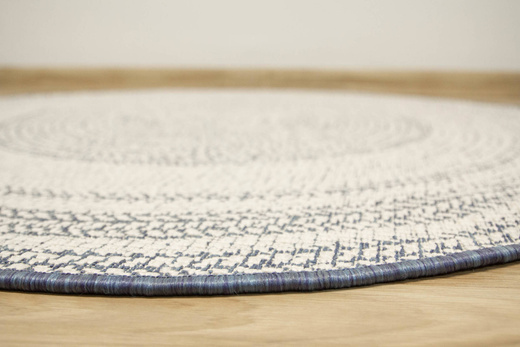 Okrągły Dwustronny Dywan Sznurkowy Brussels 205670/10310 ocean Ocean Niebieski Krem Outdoor