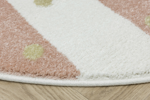 Okrągły Dywan Lima M044A cream/rose Róż Krem Zloty Paski