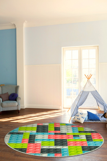 Okrągły Dywan Pastelowe Klocki Koło