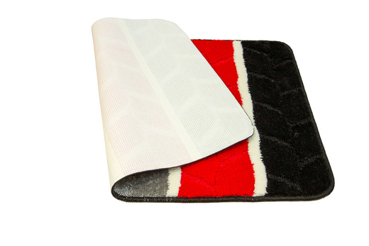 Komplet 2-częściowy Łazienkowy Fano Red Czerwony Szary Paski