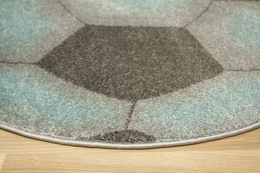 Okrągły Dywan Lima G758A l.grey/blue Piłka Football Grafit Turkus Melanż