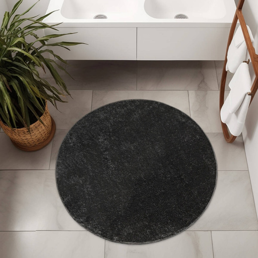 Dywan Okrągły Shaggy Antypoślizgowy Malmo Czarny