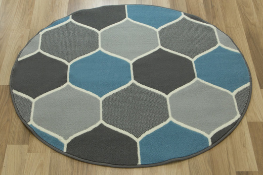 Okrągły Dywan LUNA 503833/95812 koniczyna niebiesko-szara