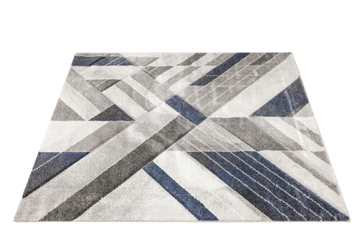 Dywan Kandy N405A l.grey/navy Szary Granatowy Geometria Romby Fryz
