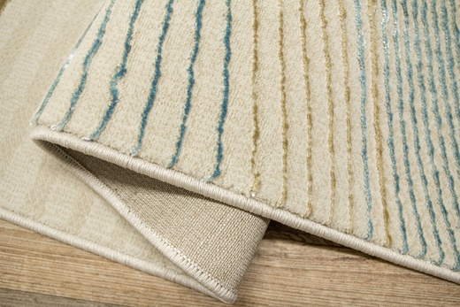 Lśniący Dywan Allora Plus G379A cream/blue Beż Krem Turkus Linie