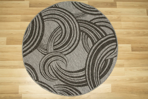 Okrągły Dwustronny Dywan Sznurkowy Brussels 205449/11020 Night Silver Szary Grafit Kółka Outdoor