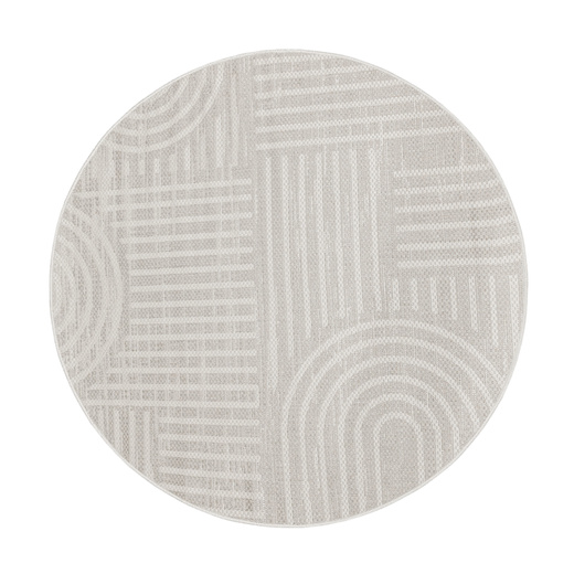 Okrągły Dywan Sznurkowy Haga 03606E cream/l.grey Krem Szary Geometria Outdoor