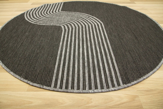Okrągły Dwustronny Dywan Sznurkowy Brussels 205631/11020 Night Silver Szary Grafit Fala Outdoor
