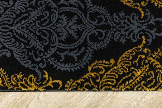 Dywan FESTIVAL 2746A yellow/black Czarny Złoty Ornament