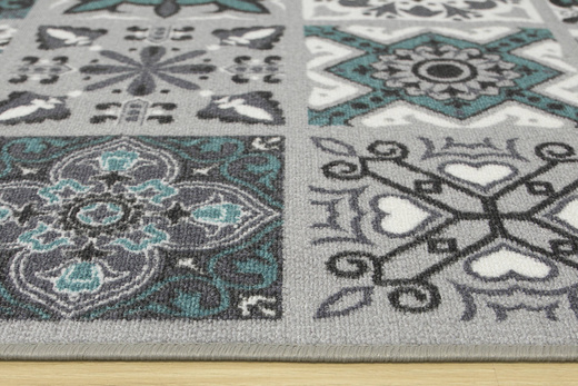 Antypoślizgowy Dywan Patchwork Turkus