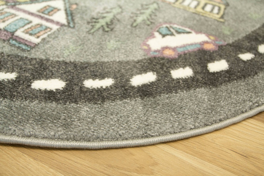 Okrągły Dywan Lima E182A l.grey/d.grey Uliczki Góry Rzeka