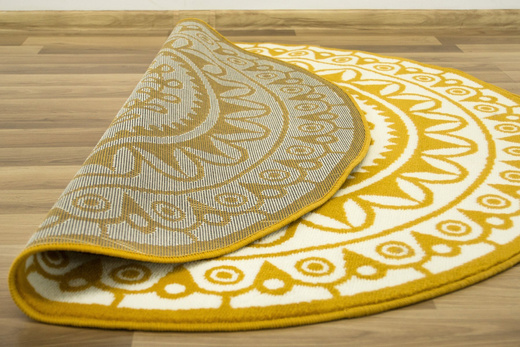 Okrągły Dywan Luna 503786/89955 mustard Musztardowo Kremowy