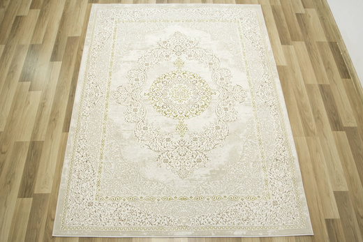 Lśniący Dywan Allora Plus B826A cream/gold Ornament Beż Krem Złoto