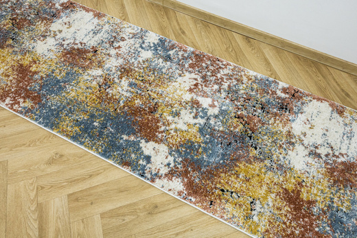 Chodnik 8621A Cream Kremowy Miedziany Niebieski Abstrakcja szerokość 100 cm