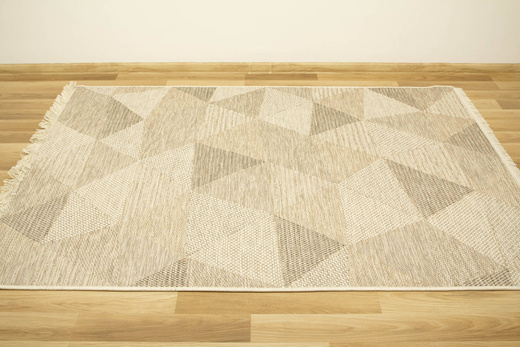 Dywan Sznurkowy Oria 529/YV7-Z Beż Szary Krem Trójkąty Gruby Splot