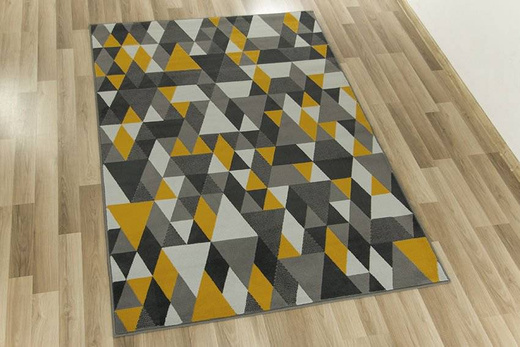 Dywan Luna 503834/89915 grey musztardowe trójkąty