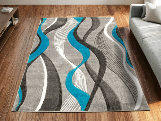 Dywan Amelia B178B grey/turquoise Szary Turkusowy Wstęgi Fale