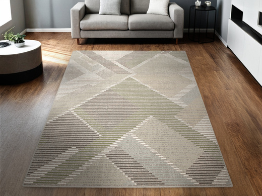 Dywan Wełniany Ballata Elian Shale Szary Zielony Geometria