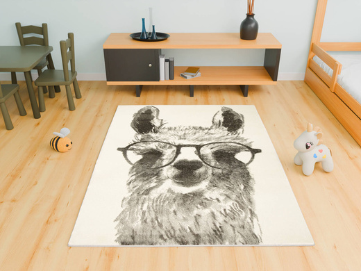 Dywan Dziecięcy Lima 9506A cream/l.grey Szary Krem Lama w Okularach