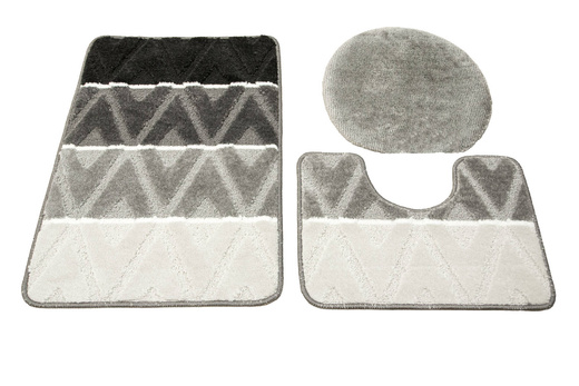 Komplet 3-częściowy Łazienkowy Palma Grey Romby Jasny Kontur