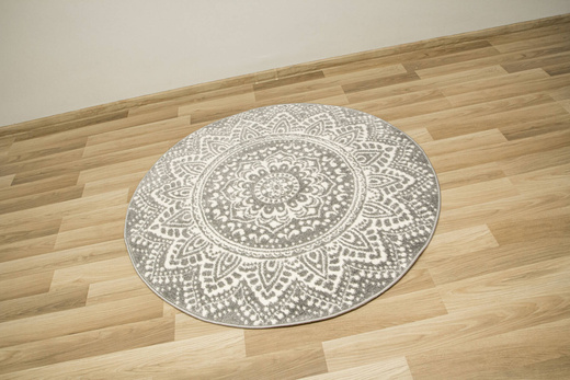 Okrągły Dywan Lima G757A l.grey/white Mandala Szary Krem