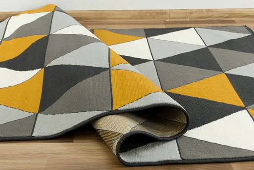 Dywan Luna 502902/89925 d.grey musztardowe trójkąty