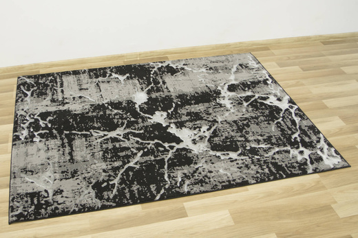 Lśniący Dywan Allora Plus 8060A black/grey Czarny Srebrny Marmur Beton