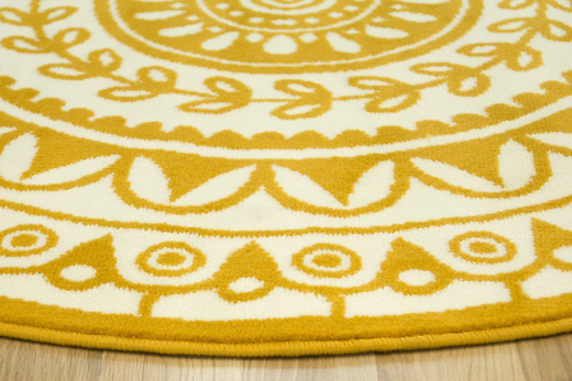 Okrągły Dywan Luna 503786/89955 mustard Musztardowo Kremowy