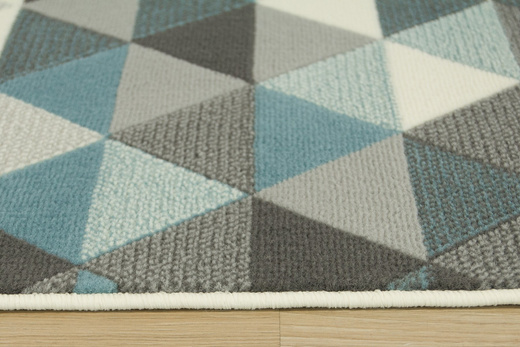 Chodnik Luna 503430/95832 Trójkąty Niebieski Szary Kremowy szerokość 100 cm