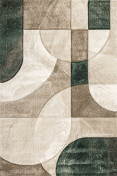 Dywan Kandy N412A l.beige/emeral Butelkowa Zieleń Beż Fryz