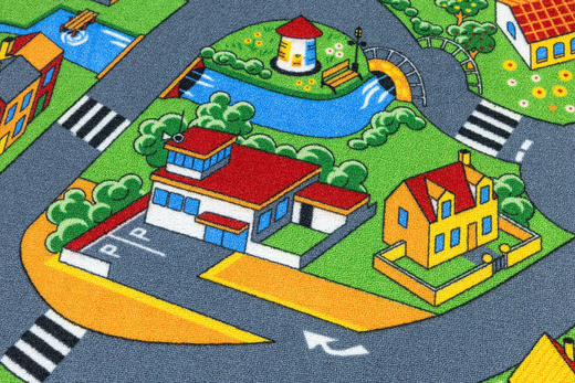 Wykładzina Little Village uliczki na filcu szerokość 4 m