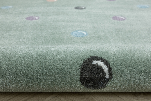 Wykładzina Dziecięca Lima C275b green/cream Zieleń Kropki Bańki szerokość 4 m