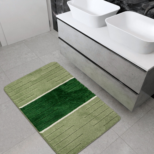 Dywanik Łazienkowy Como Green Zieleń Krem Pasy