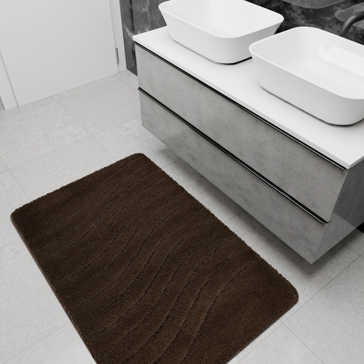 Dywanik Łazienkowy Antypoślizgowy Sara Wenge Brąz Fale