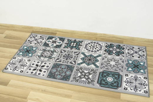 Antypoślizgowy Dywan Patchwork Turkus